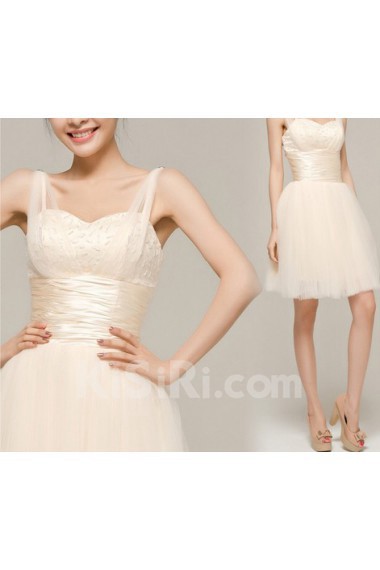 Satin Straps Neckline Short Corset Dress with Beading