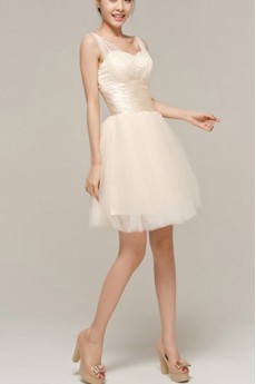 Satin Straps Neckline Short Corset Dress with Beading