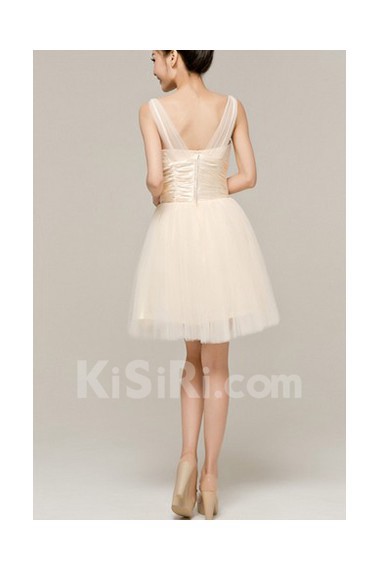 Satin Straps Neckline Short Corset Dress with Beading