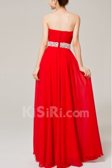 Chiffon Sweetheart Floor Length Empire Dress with Crystal