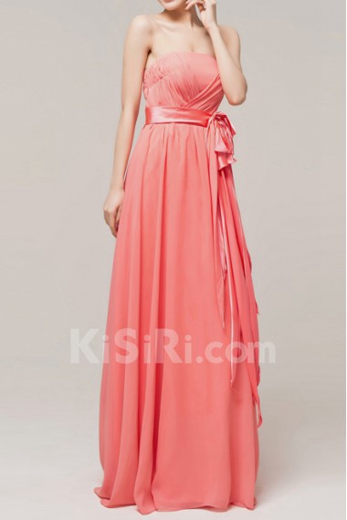 Chiffon Strapless Floor Length Empire Dress