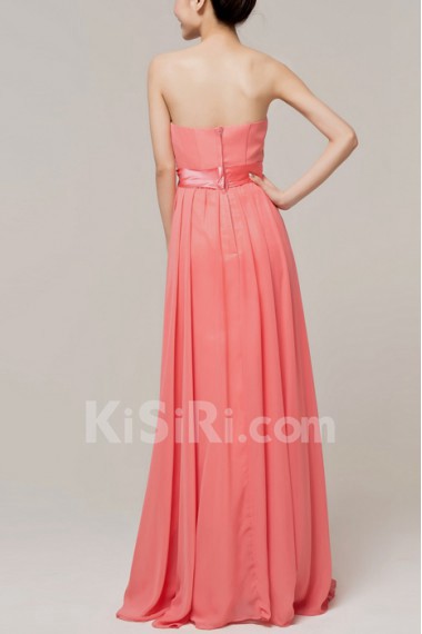 Chiffon Strapless Floor Length Empire Dress