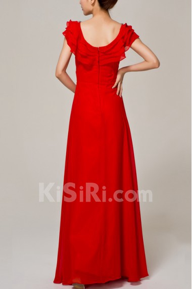 Chiffon V-neck Floor Length Empire Dress with Crystal