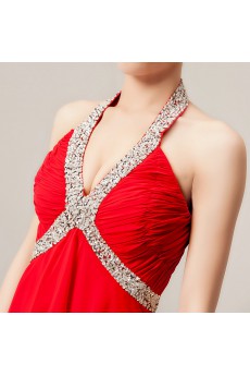 Chiffon V-neck Floor Length Empire Dress with Sequins