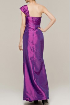 Satin One Shoulder Floor Length Sheath Dress with Sequins