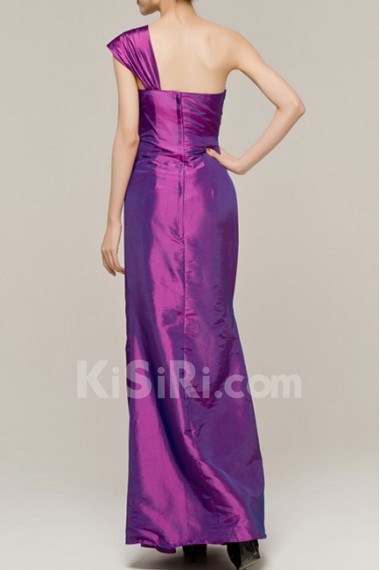 Satin One Shoulder Floor Length Sheath Dress with Sequins