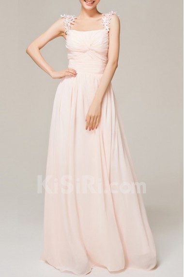 Chiffon Straps Neckline Floor Length Empire Dress