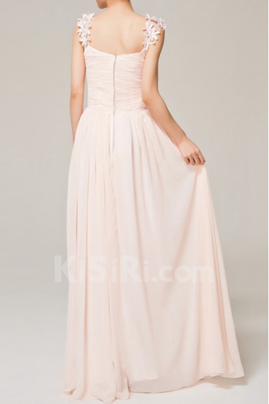 Chiffon Straps Neckline Floor Length Empire Dress