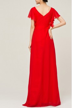 Chiffon V-neck Floor Length Empire Dress with Crystal