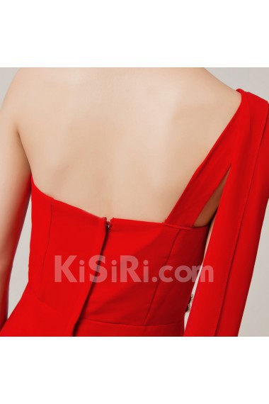 Chiffon One Shoulder Floor Length Empire Dress with Crystal