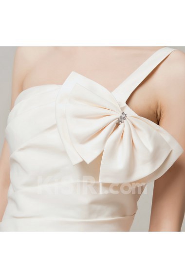 Satin One Shoulder Short Dress with Handmade Flowers