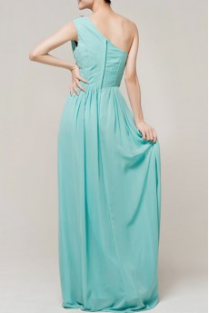 Chiffon One Shoulder Floor Length Empire Dress with Beading