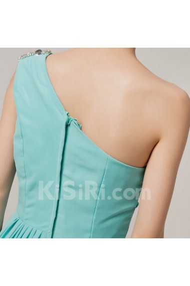 Chiffon One Shoulder Floor Length Empire Dress with Beading