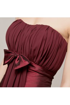 Satin Scoop Neckline Empire Dress with Bow