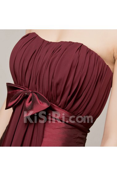 Satin Scoop Neckline Empire Dress with Bow