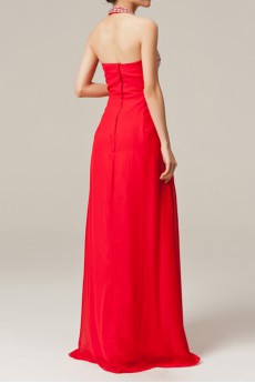 Chiffon Halter Floor Length Empire Dress with Sequins