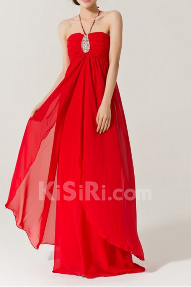 Chiffon Halter Floor Length Empire Dress