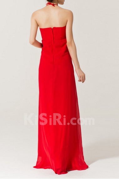 Chiffon Halter Floor Length Empire Dress