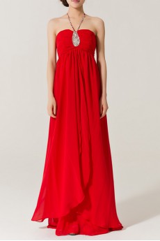 Chiffon Halter Floor Length Empire Dress