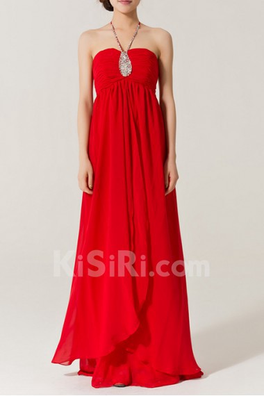 Chiffon Halter Floor Length Empire Dress