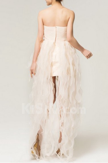 Organza Strapless Short Dress with Crystal