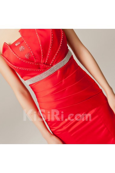 Satin Strapless Floor Length Mermaid Dress with Beading