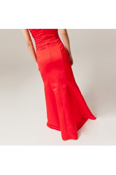 Satin Strapless Floor Length Mermaid Dress with Beading