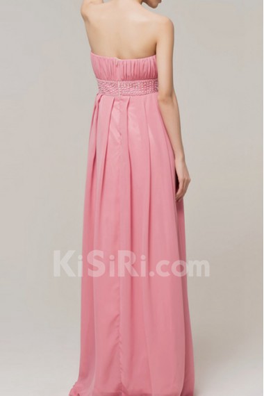 Chiffon Scoop Neckline Floor Length Empire Dress with Sequins