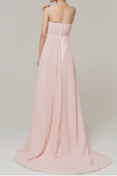 Chiffon Strapless Floor Length Empire Dress with Crystal