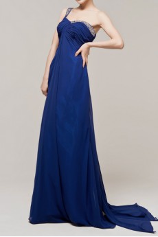 Chiffon One Shoulder Empire Dress with Sequins