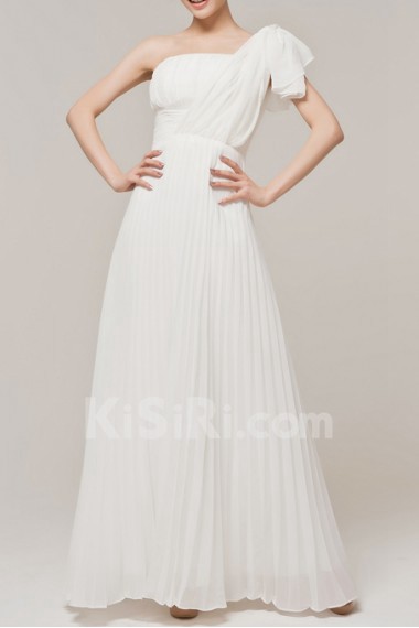 Chiffon One Shoulder Floor Length Empire Dress