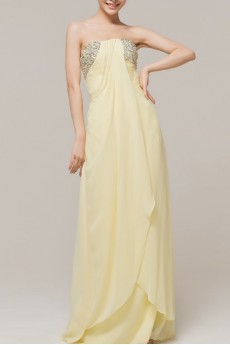 Chiffon Strapless Floor Length Empire Dress with Sequins