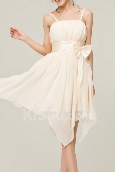 Chiffon Spaghetti Neckline Short Corset Dress with Bow