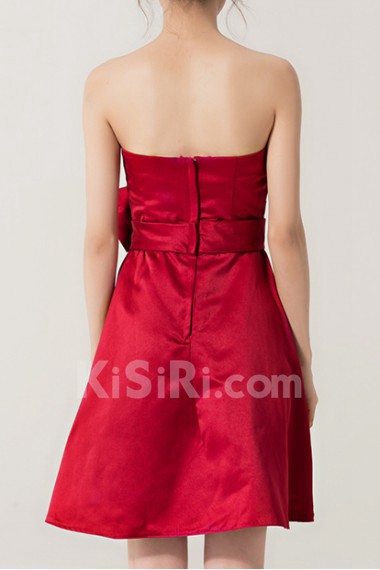 Satin Strapless Short A-line Dress with Crystal