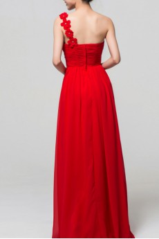 Chiffon One Shoulder Floor Length Corset Dress with Sequins