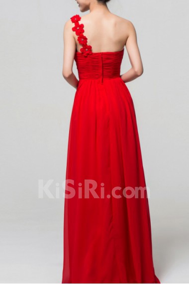 Chiffon One Shoulder Floor Length Corset Dress with Sequins