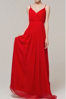 Chiffon Spaghetti Neckline Floor Length Column Dress