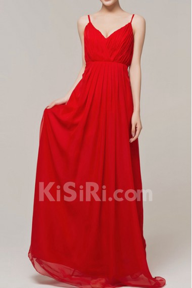 Chiffon Spaghetti Neckline Floor Length Column Dress