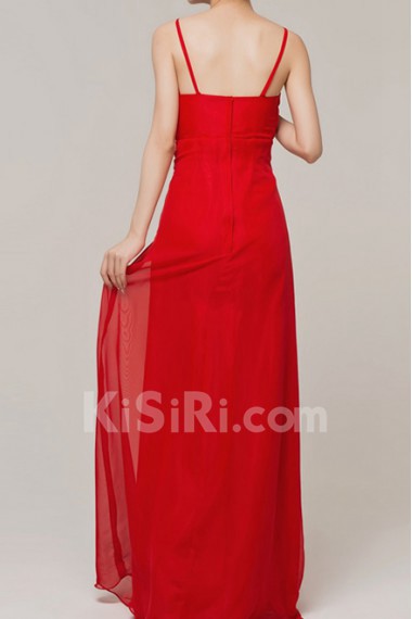 Chiffon Spaghetti Neckline Floor Length Column Dress