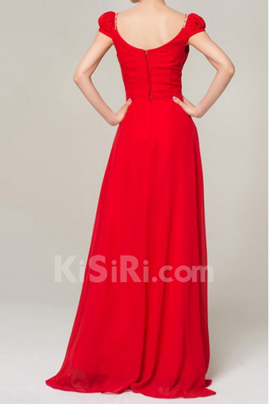 Chiffon V-neck Floor Length A-line Dress with Sequins