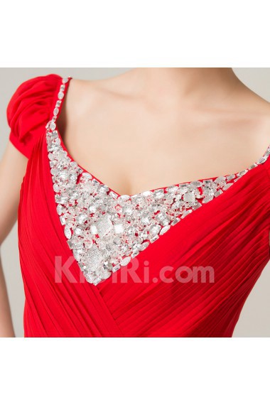 Chiffon V-neck Floor Length A-line Dress with Sequins