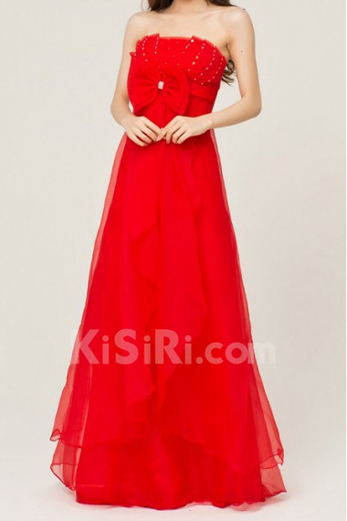 Tulle Strapless Floor Length A-line Dress with Sequins