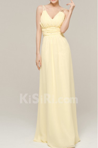 Chiffon V-neck Floor Length Empire Dress