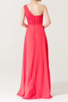 Silk One Shoulder Floor Length A-line Dress with Sequins