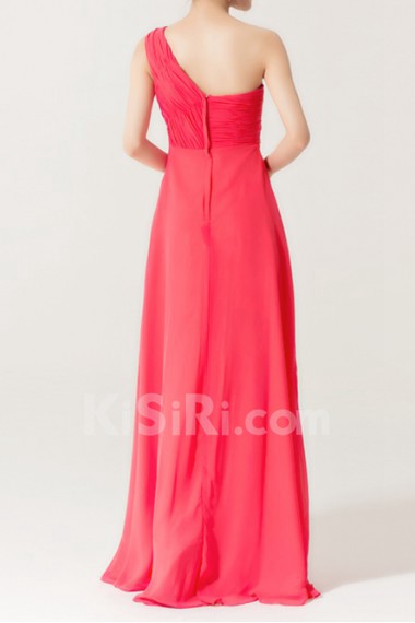 Silk One Shoulder Floor Length A-line Dress with Sequins