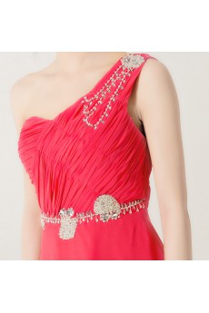 Silk One Shoulder Floor Length A-line Dress with Sequins