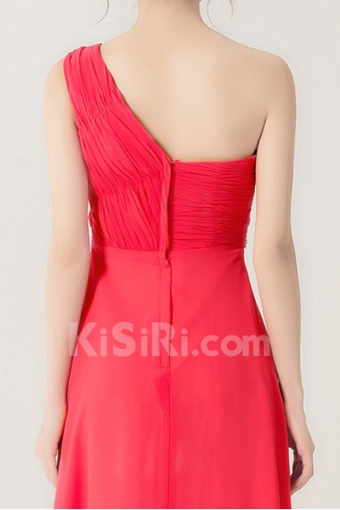 Silk One Shoulder Floor Length A-line Dress with Sequins