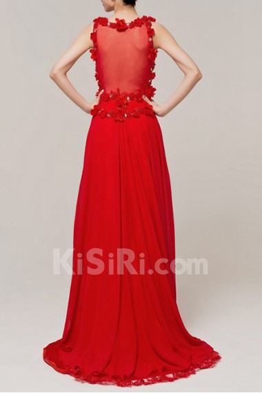 Chiffon V-neck Empire Dress with Crystal