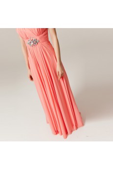 Chiffon Halter Floor Length Corset Dress with Crystal