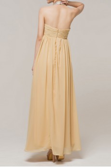 Chiffon Halter Floor Length Empire Dress with Crystal